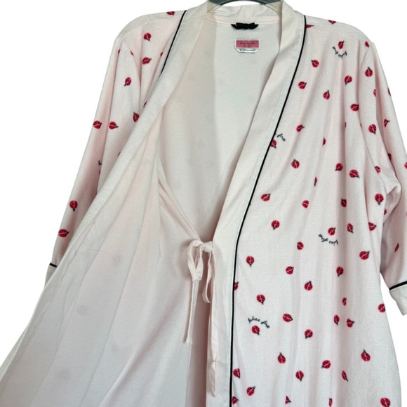Kate Spade “Ladies First” Pink Ladybug Terry Velour Robe Women’s Size M - Picture 11 of 16